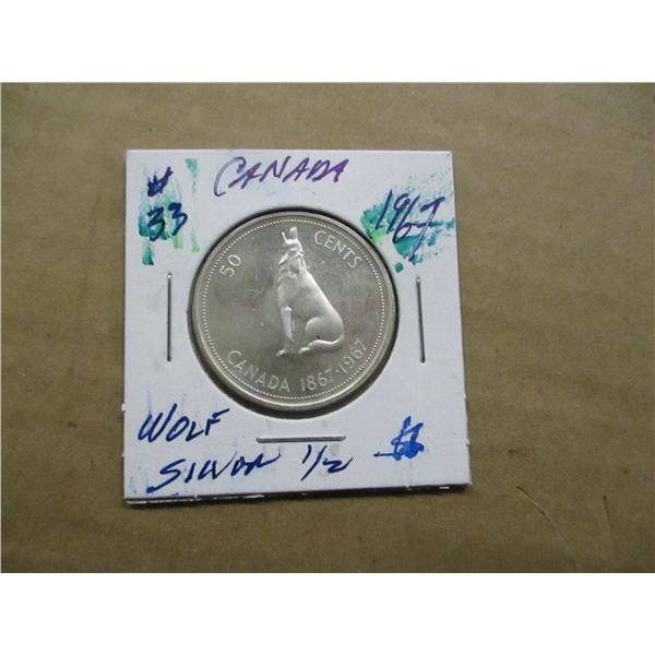 1967 CANADA WOLF SILVER HALF DOLLAR