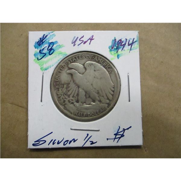 1944 USA WALKING LIBERTY SILVER HALF DOLLAR