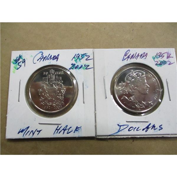 1952 - 2002 PROOF SET OF CANADA HALF DOLLARS