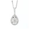 Image 2 : 14K White Gold Diamond Tear Drop Pear Solitaire Cluster Petite Pendant Necklace