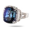 Image 2 : 11.87 ctw DARK Tanzanite and 1.54 ctw Diamond 18K White Gold Ring (GIA CERTIFIED