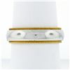 Image 1 : Men's 18k White and Yellow Gold 5.5mm Milgrain Edged Band Ring