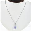 Image 2 : 14K Gold 3.40 ctw GIA No Heat Sapphire & Octagonal Diamond Drop Pendant Necklace