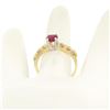 Image 6 : 14k Yellow & White Gold 0.95 ctw Round Ruby Solitaire & Diamond Engagement Ring