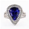 Image 1 : 4.32 ctw Tanzanite and 0.81 ctw Diamond Platinum Ring