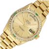 Image 1 : Rolex Mens 18K Yellow Gold Day Date President Champagne Index & Diamond Emerald