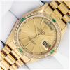 Image 2 : Rolex Mens 18K Yellow Gold Day Date President Champagne Index & Diamond Emerald
