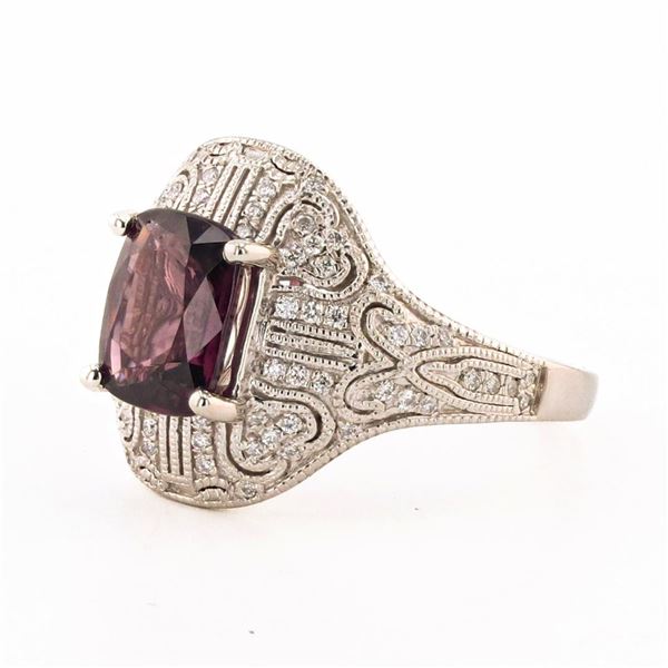2.39 ctw Purplish Pink Spinel and 0.23 ctw Diamond Platinum Ring