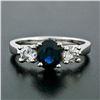 Image 2 : New 14K Gold 1.53 ctw Oval Sapphire Round Diamond 3 Three Stone Engagement Ring