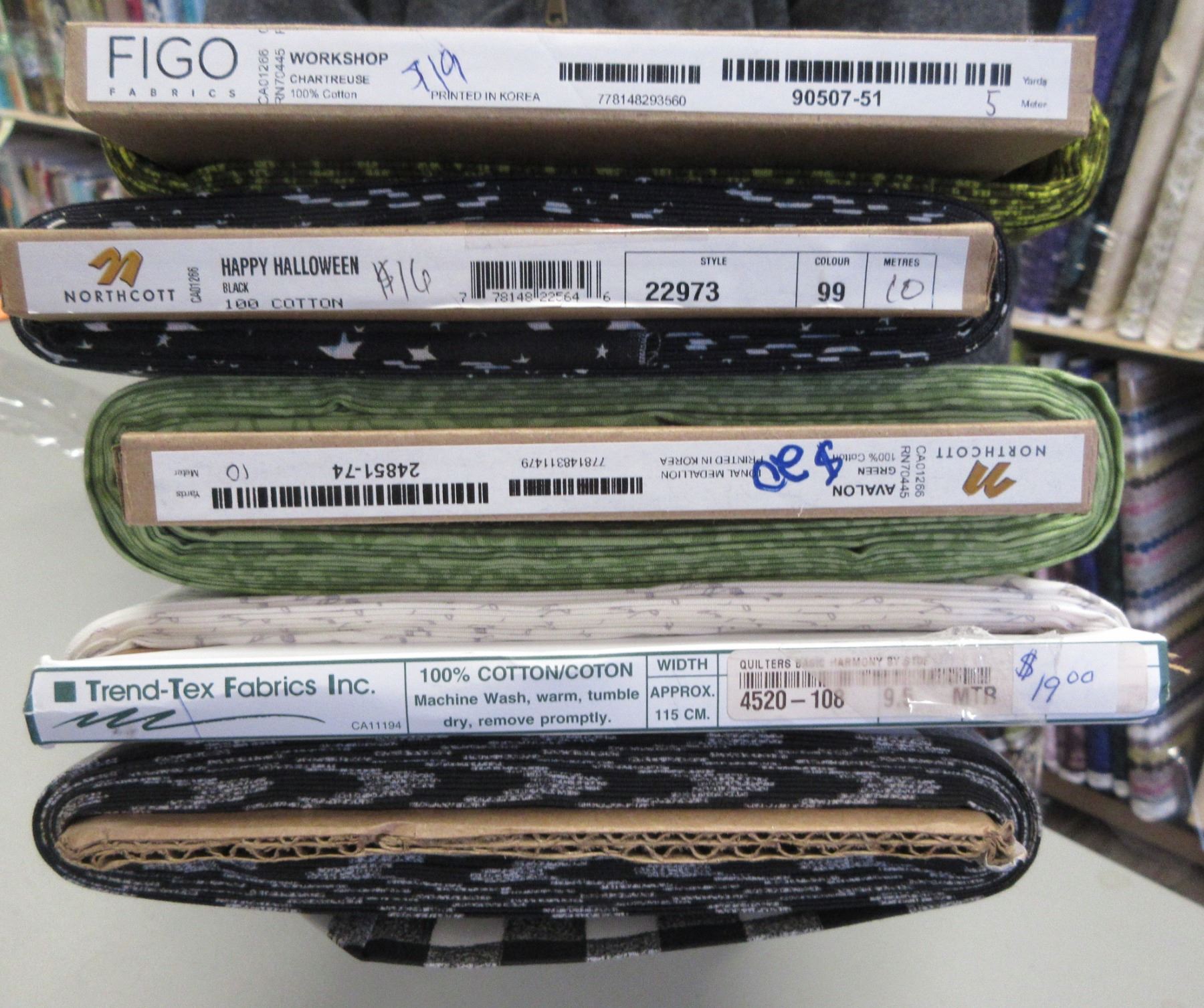 NEW FABRIC (S #63): 5 BOLTS OF ASSORTED FABRIC (APPROX 33.75 METERS ...