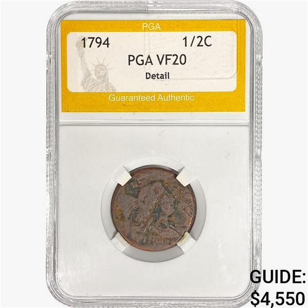 1794 Liberty Cap Half Cent PGA VF20 Detail