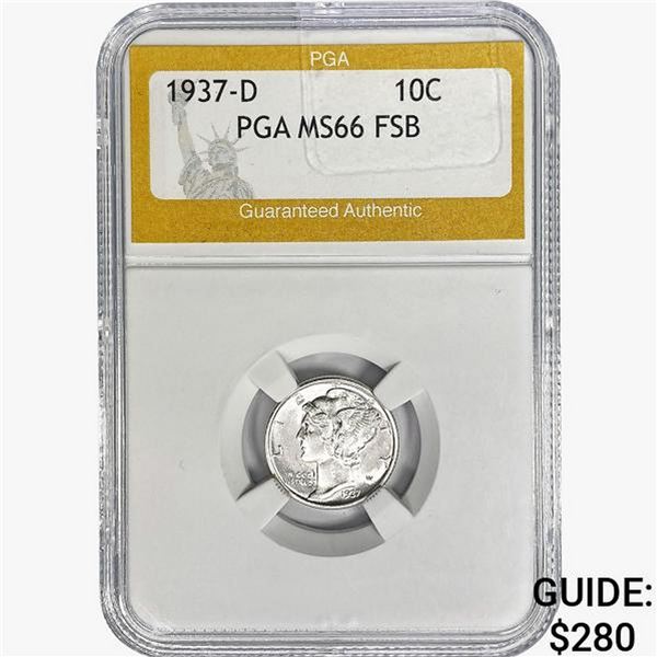 1937-D Mercury Silver Dime PGA MS66 FSB