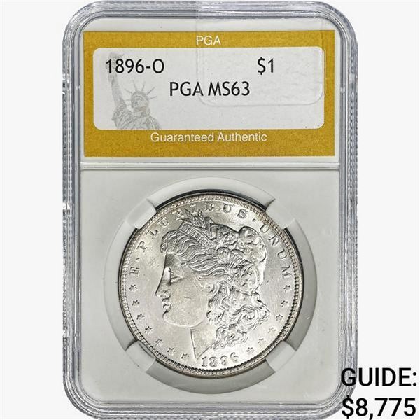 1896-O Morgan Silver Dollar PGA MS63