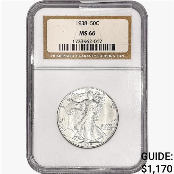 1938 Walking Liberty Half Dollar NGC MS66