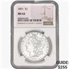 Image 1 : 1891 Morgan Silver Dollar NGC MS62