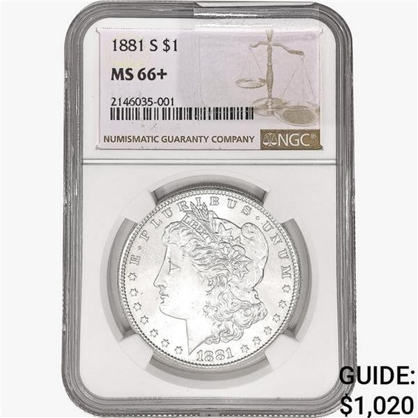 1881-S Morgan Silver Dollar NGC MS66+