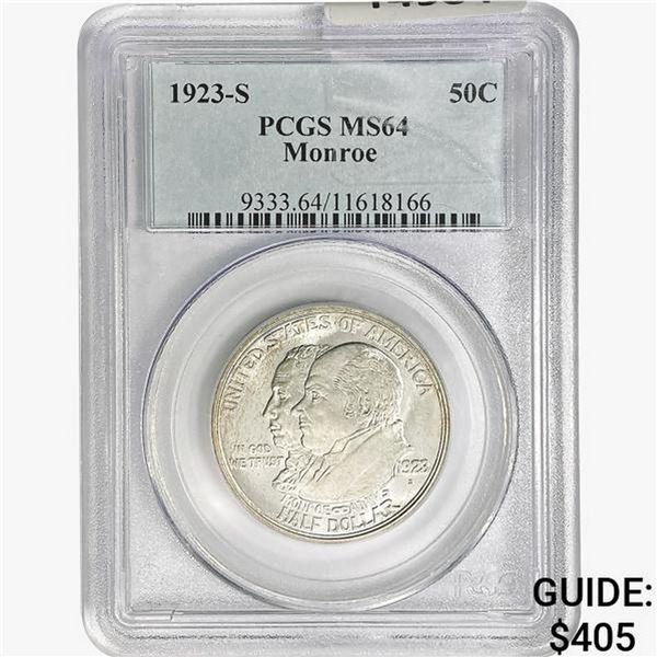 1923-S Monroe Half Dollar PCGS MS64