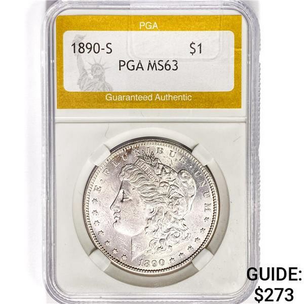 1890-S Morgan Silver Dollar PGA MS63