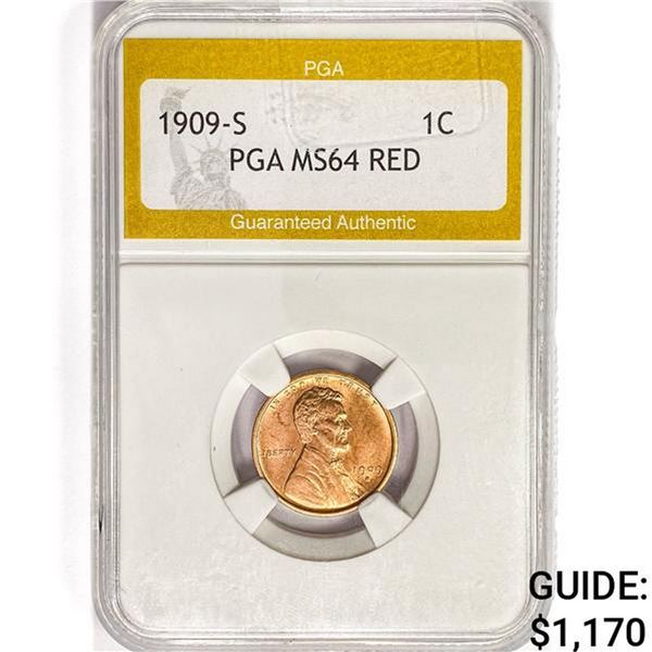 1909-S Wheat Cent PGA MS64 RED