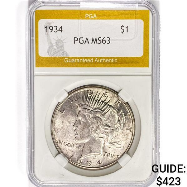 1934 Silver Peace Dollar PGA MS63
