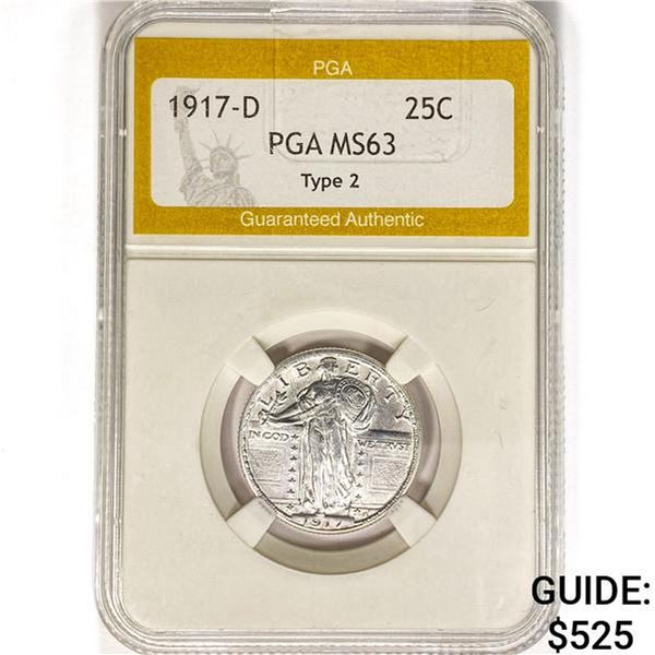 1917-D Standing Liberty Quarter PGA MS63 Type 2