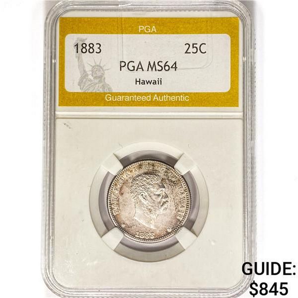 1883 Kingdom of Hawaii Quarter PGA MS64