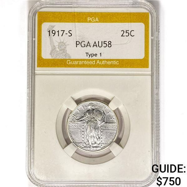 1917-S Standing Liberty Quarter PGA AU58 Type 1