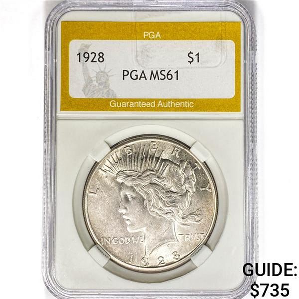 1928 Silver Peace Dollar PGA MS61