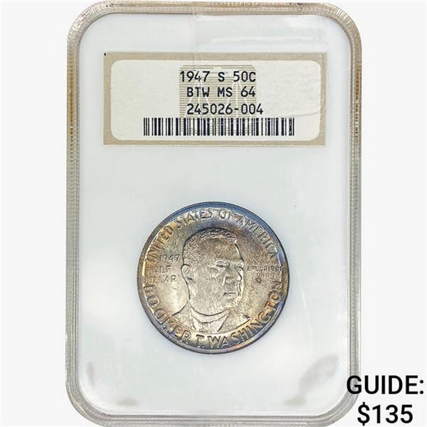 1947-S Booker T Half Dollar NGC MS64
