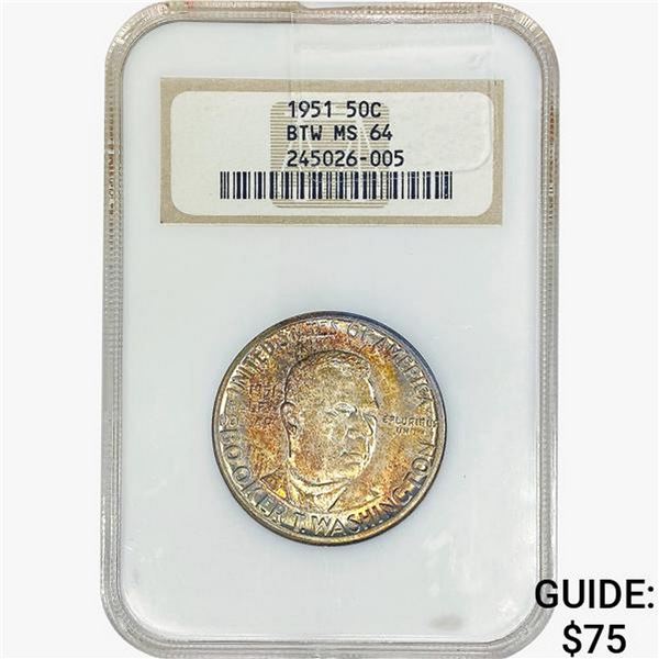 1951 Booker T Half Dollar NGC MS64