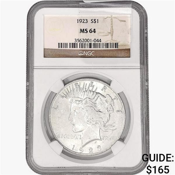 1923 Silver Peace Dollar NGC MS64