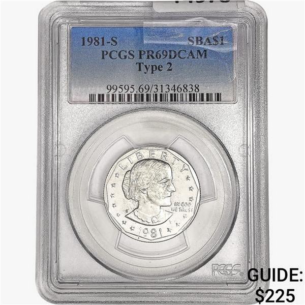 1981-S SBA SILV Dollar PCGS PR69 DCAM Ty 2