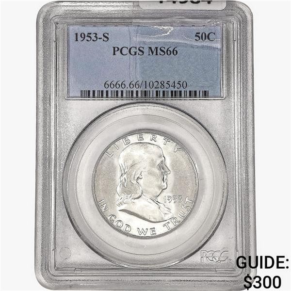1953-S Franklin Half Dollar PCGS MS66