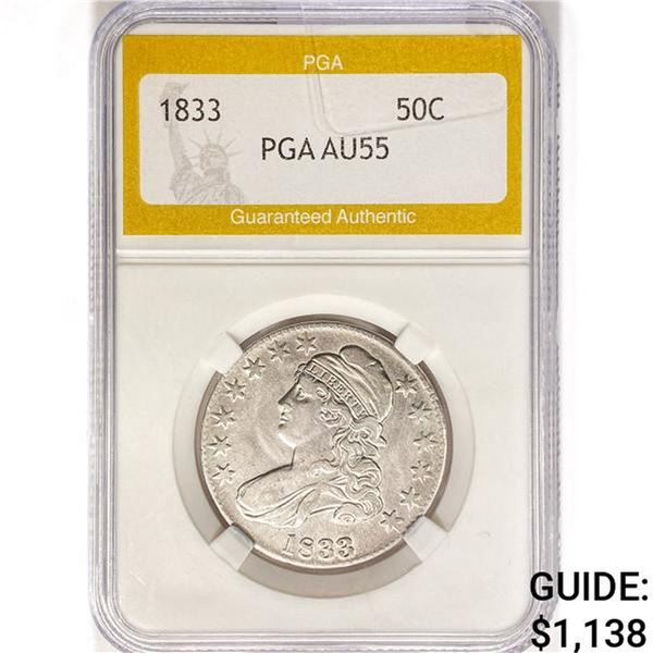 1833 Capped Bust Half Dollar PGA AU55
