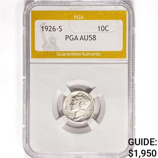 1926-S Mercury Silver Dime PGA AU58