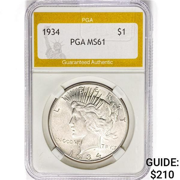 1934 Silver Peace Dollar PGA MS61