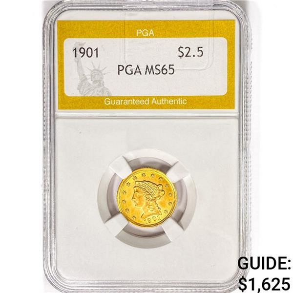 1901 $2.50 Gold Quarter Eagle PGA MS65