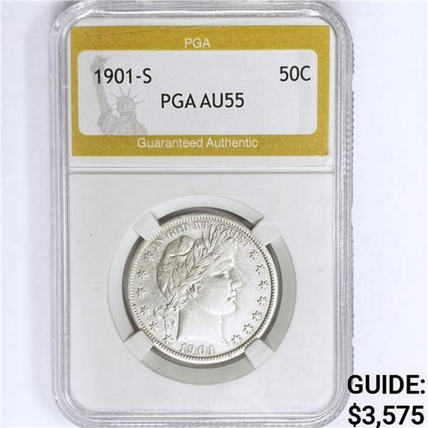 1901-S Barber Half Dollar PGA AU55
