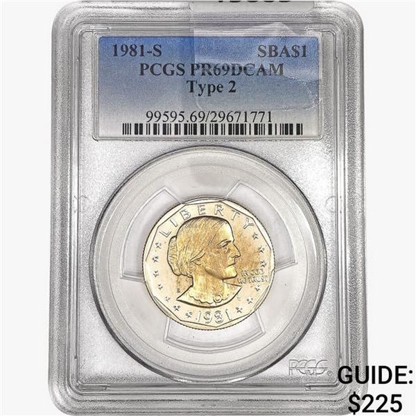 1981-S SBA Silver Dollar PCGS PR69 DCAM Ty 2
