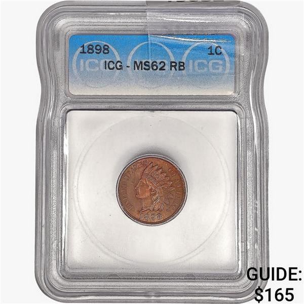 1898 Indian Head Cent ICG MS62 RB