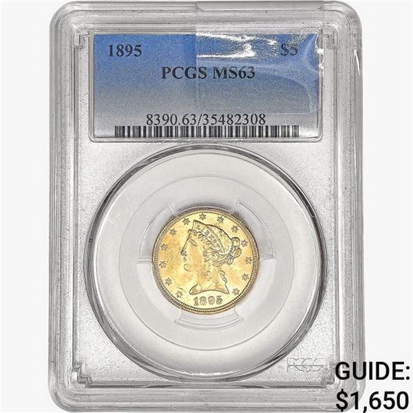 1895 $5 Gold Half Eagle PCGS MS63