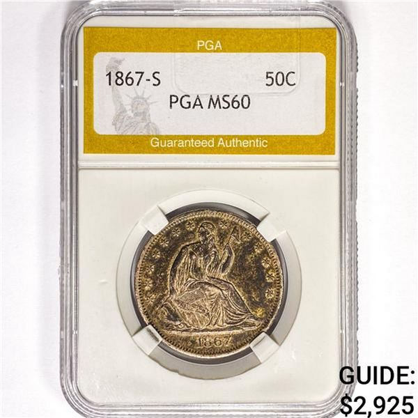 1867-S Seated Liberty Half Dollar PGA MS60
