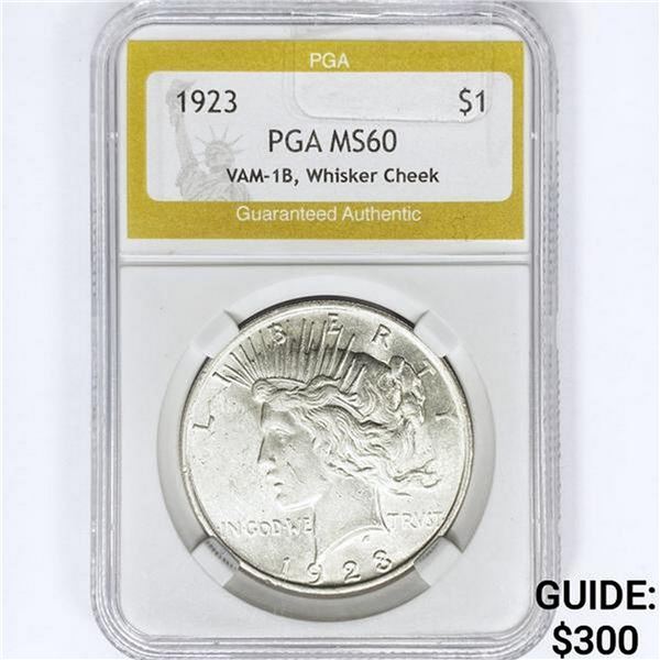1923 Silver Peace Dollar PGA MS60 VAM-1B