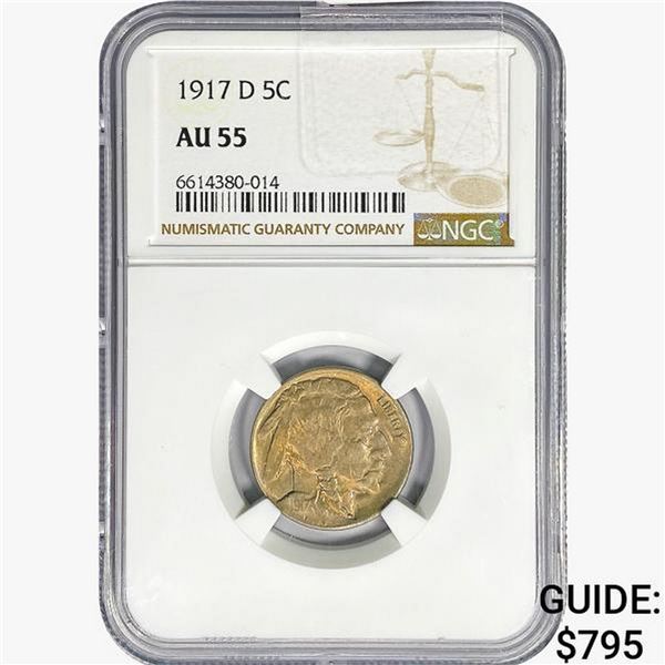 1917-D Buffalo Nickel NGC AU55