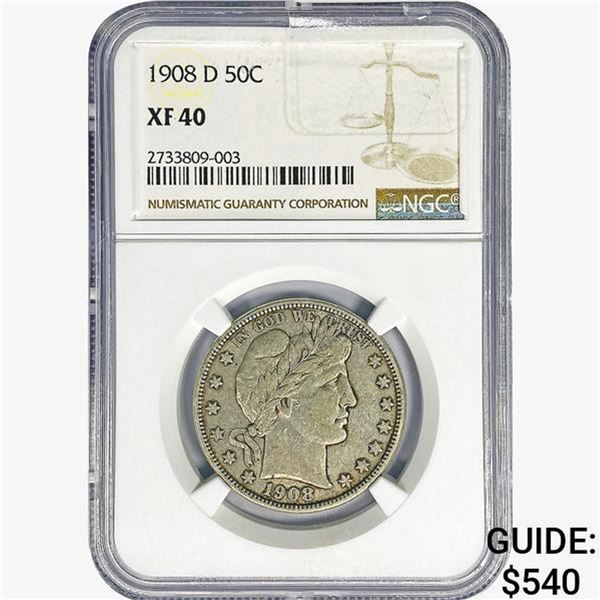 1908-D Barber Half Dollar NGC XF40