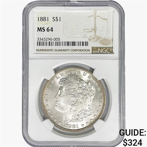 1881 Morgan Silver Dollar NGC MS64
