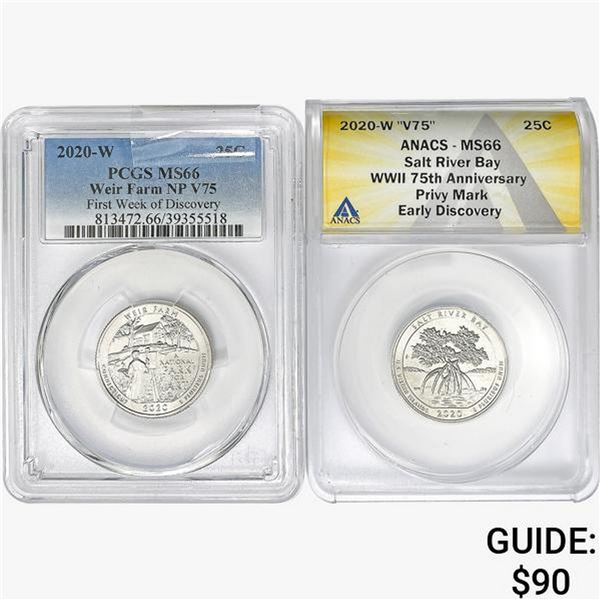 2020-W [2] US Varied Quarters PCGS/ANACS MS66