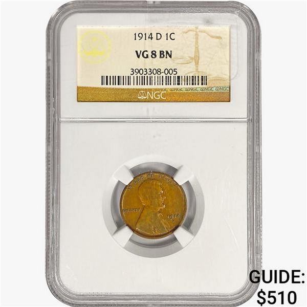 1914-D Wheat Cent NGC VG8 BN