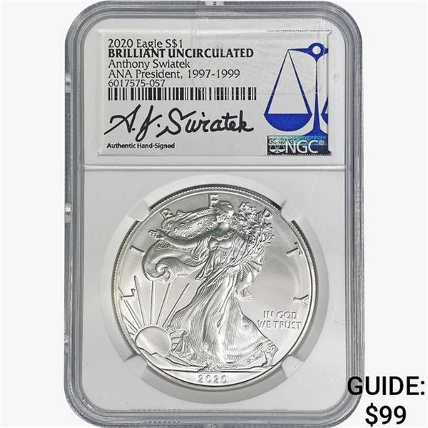 2020 Silver Eagle NGC BU Signed A.S.E.