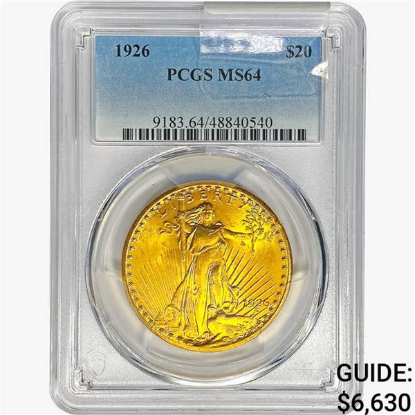 1926 $20 Gold Double Eagle PCGS MS64